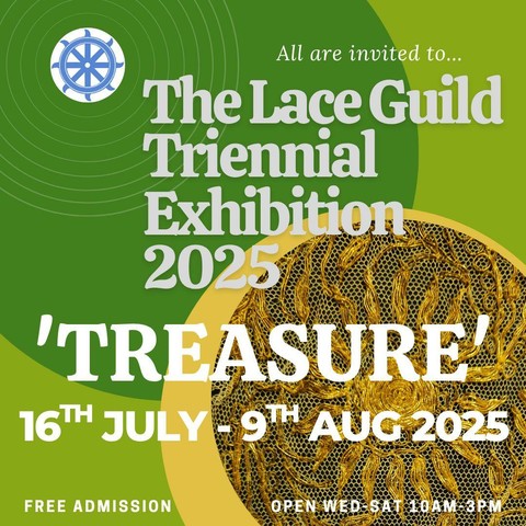 The Lace Guild Triennial Exhibition 2025 

'Treasure' takes place 16th of July to 9th of August 

Please see https://www.laceguild.org/ for details and location 

#BeadSocietyGB #Beads #HistoryOfBeads #TheLaceGuild #BobbinLace #Spangles #BeadedSky