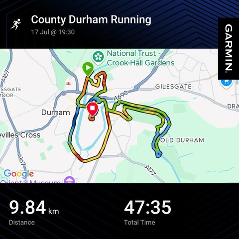 Garmin activity showing a running route.
