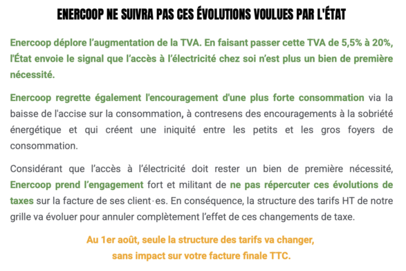 Enercoop ne suivra pas les évolutions voulues par l'Etat