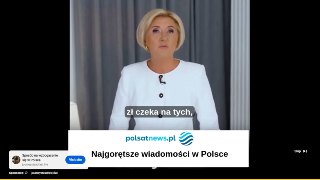 Screenshot z YouTube, deepfake z Agatą Kornhauser-Dudą