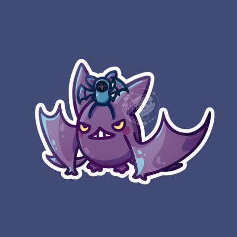 Digital art of a zubat sitting on top of a crobat