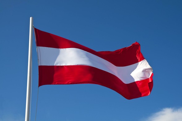 Austrian flag waving in the wind