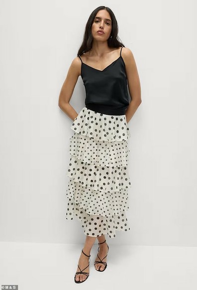 M&S has released its own take the trend, releasing a polka dot skirt (pictured)