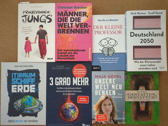 Die aufgeführten Bücher liegenauf einer braunen Yobga-Korkmatte.
