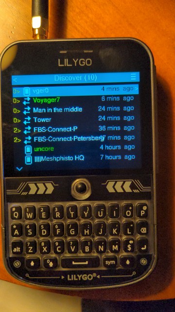 Foto vom T-Deck. Liste gehörter Repeater.