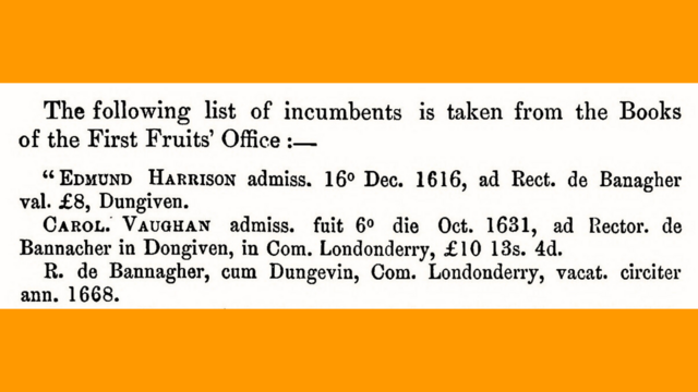 Transcript of an extract from the Books of the First Fruits' Office.