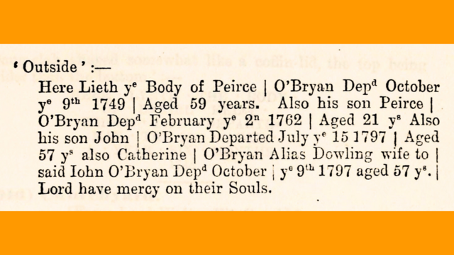 Transcript of a gravestone inscription.