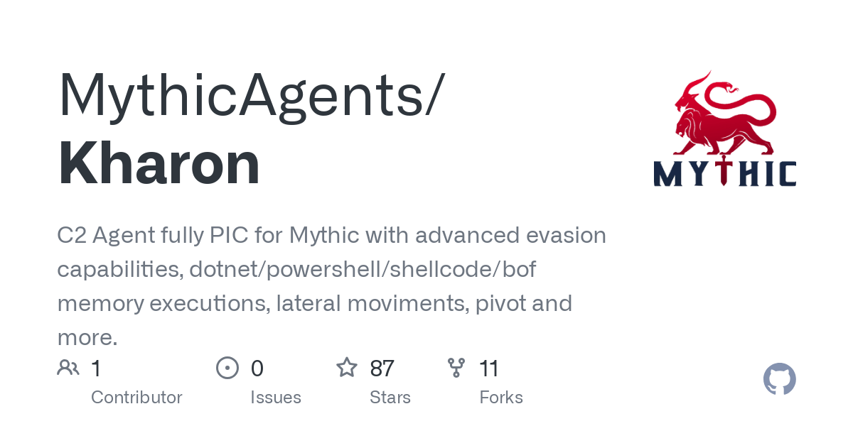 C2 Agent fully PIC for Mythic with advanced evasion capabilities, dotnet/powershell/shellcode/bof memory executions, lateral moviments, pivot and more.  - GitHub - MythicAgents/Kharon: C2 Agent ful...