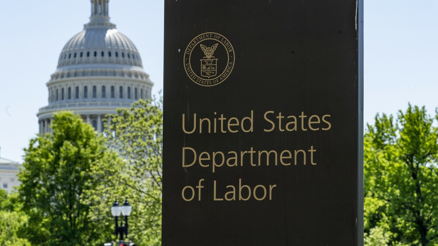 The entrance to the Labor Department is seen near the Capitol in Washington, May 7, 2020. (AP Photo/J. Scott Applewhite, File)