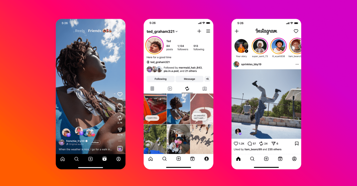Instagram features including reposts and a friends feed Instagram features including reposts and a friends feed