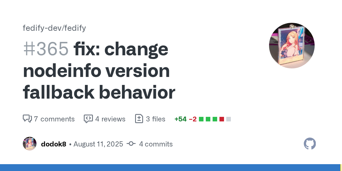 Summary
Implementation of the immediate fix mentioned in #353, which supports non-Semver version strings.
Related Issue

fixes fedify nodeinfo reports snac&#39;s nodeinfo as invalid #353

Changes

...