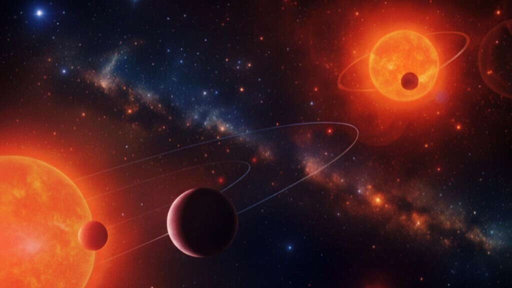 A binary star may have planets orbiting both stars