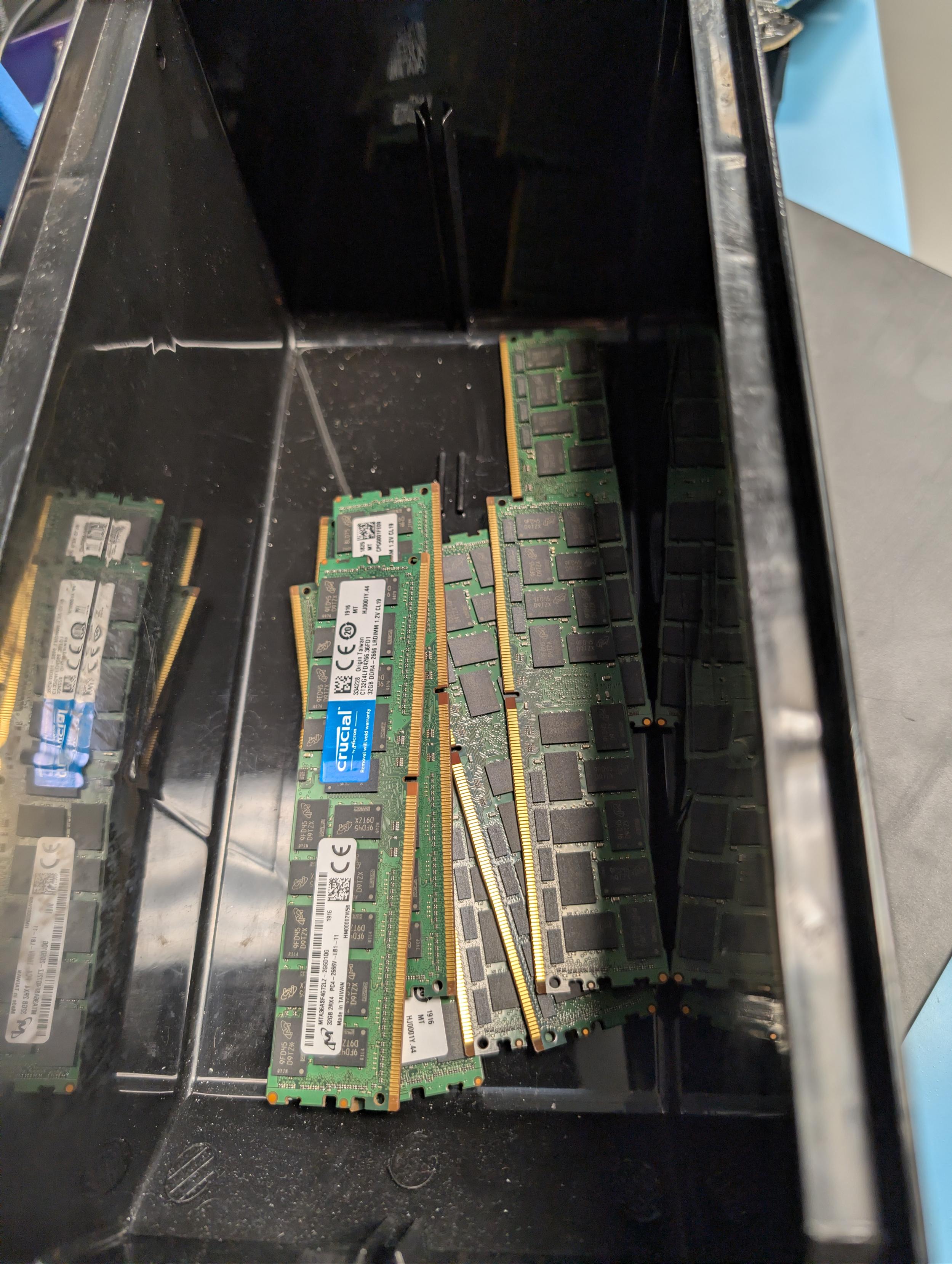 ESD bin full of LRDIMMs