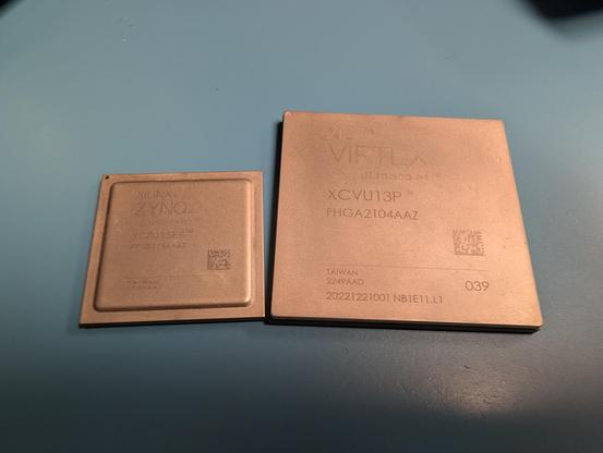 Xczu15eg and xcvu13p FPGAs on an esd mat