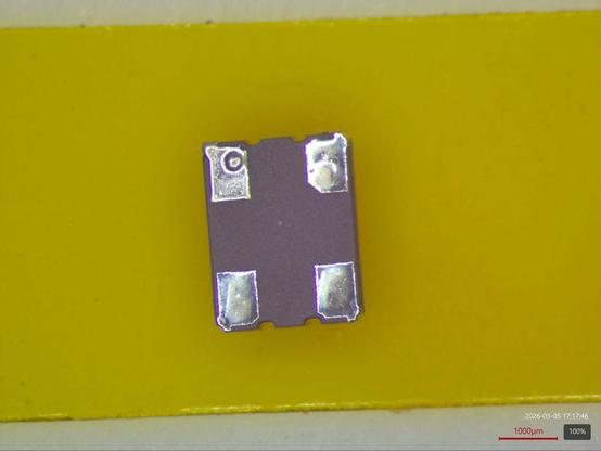 Underside of the oscillator showing some flux residue