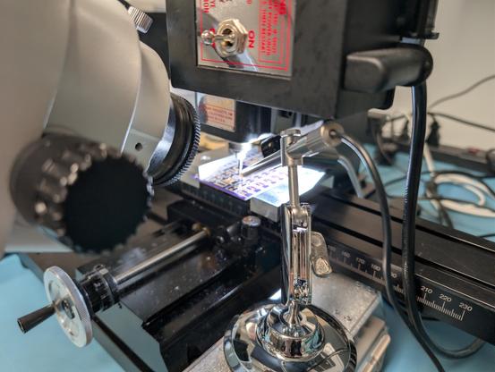 Long shot showing the actual microscope and the camera