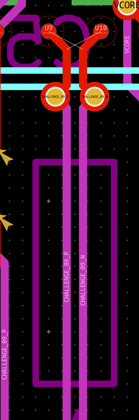Differential pair with ratsnet lines showing polarity is backwards