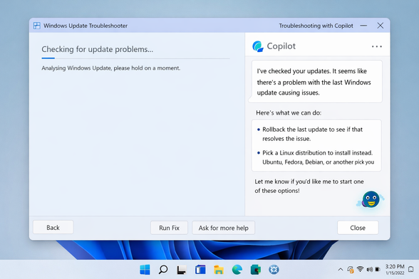 Windows Updatw Troubleshooter with. AI