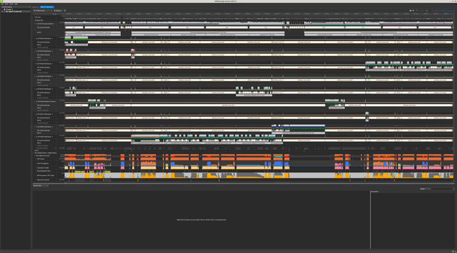NVIDIA NSight Systems screenshot showing the filter graph taking longer than the oscilloscope waveform capture process