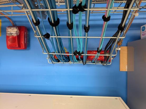 Another view of the data tray going into the wall