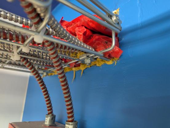 Closeup of firestop caulk