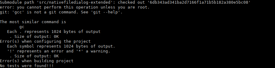 error: you cannot perform this operation unless you are root
git: 'gcc' is not a git command. See 'git --help'.