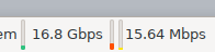 taskbar network monitor showing 16.8 Gbps of LAN traffic