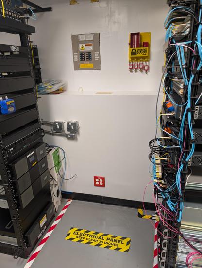 Two server racks a meter or so apart