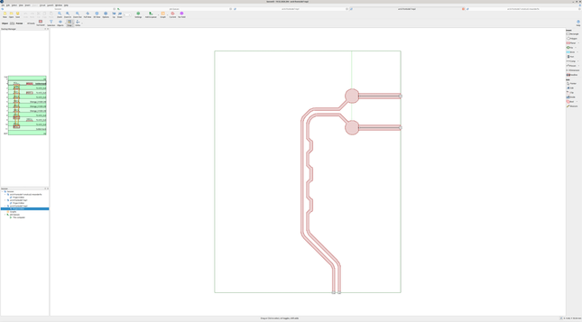 The new layout with a bunch of small meanders that are widened for better impedance matching