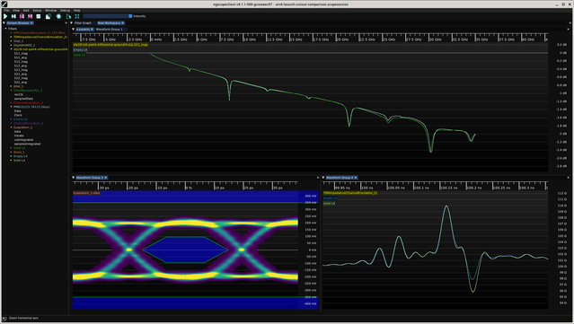 ngscopeclient TDR and insertion loss plot showing a slight increase in reflection but not enough to care about