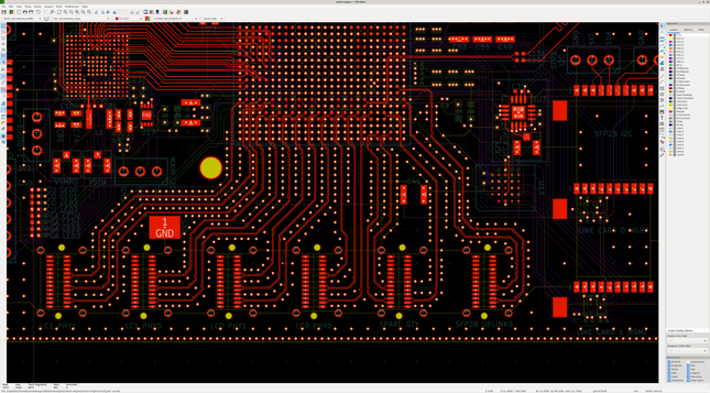 KICAD view of differential pairs fanning out from an FPGA