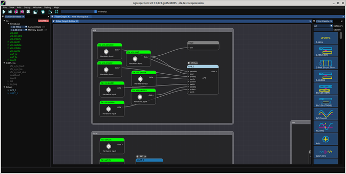 Filter graph showing ILA probes going into the decode