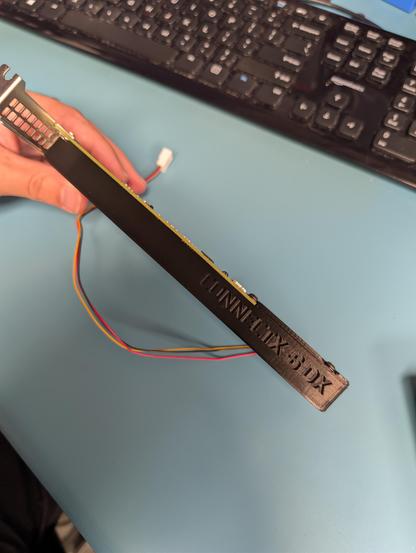 Top side of the fan shroud showing connectx 6 dx labeling