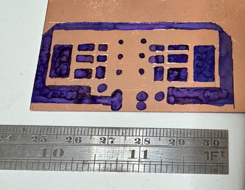 bare copper drawn with etch resist ink front side.
