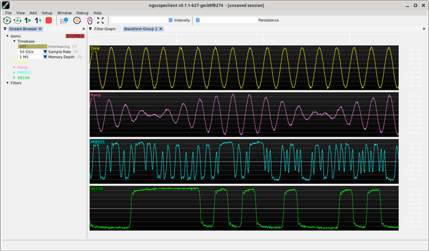 screenshot of ngscopeclient showing a bizarre mishmash of light mode UI but dark mode graphs and white-on-light-gray axes