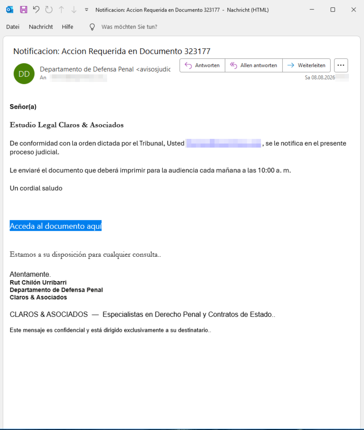 Grandoreiro malspam targeting LatAm internet users