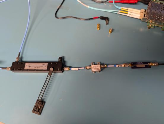 Test setup consisting of a directional coupler, a doubler, and the filter