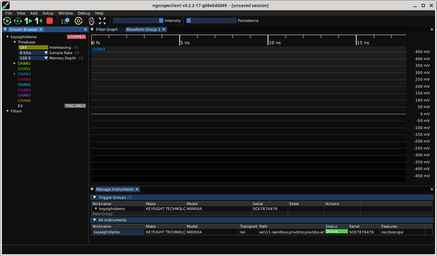 ngscopeclient connected to a Keysight N8900A