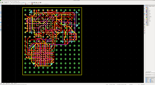 Layout view showing very dense multilayer routing