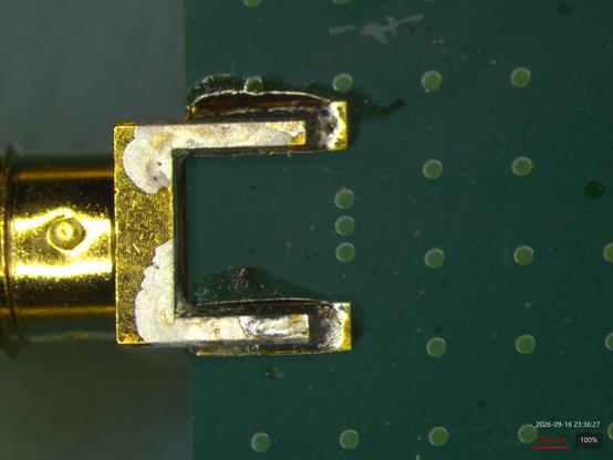 SMA connector with flux residue