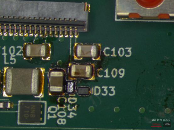 SMT chip passives with flux residue