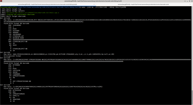Console log parsing a bunch of different parts from digikey and mouser but choking on one from LCSC that uses a different format