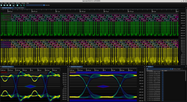 Screenshot of ngscopeclient showing QSGMII links up in both direcitons
