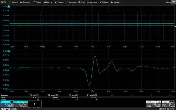 Oscilloscope screenshot showing ripple waveform