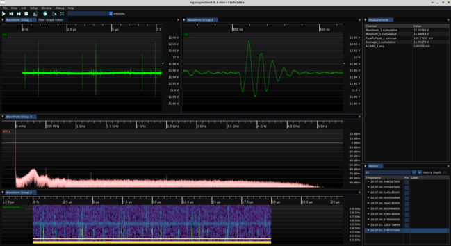 ngscopeclient screenshot showing ripple waveforms