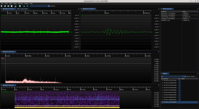ngscopeclient screenshot showing tiny 13 mV switching spikes
