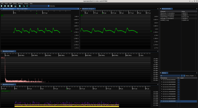 ngscopeclient screenshot showing filtered ripple waveform