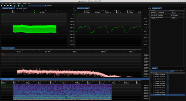 ngscopeclient screenshot showing ripple waveforms