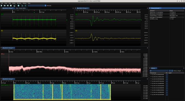 ngscopeclient screenshot showing ripple waveforms