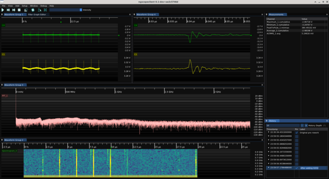 ngscopeclient screenshot showing ripple improvement from the new capacitor
